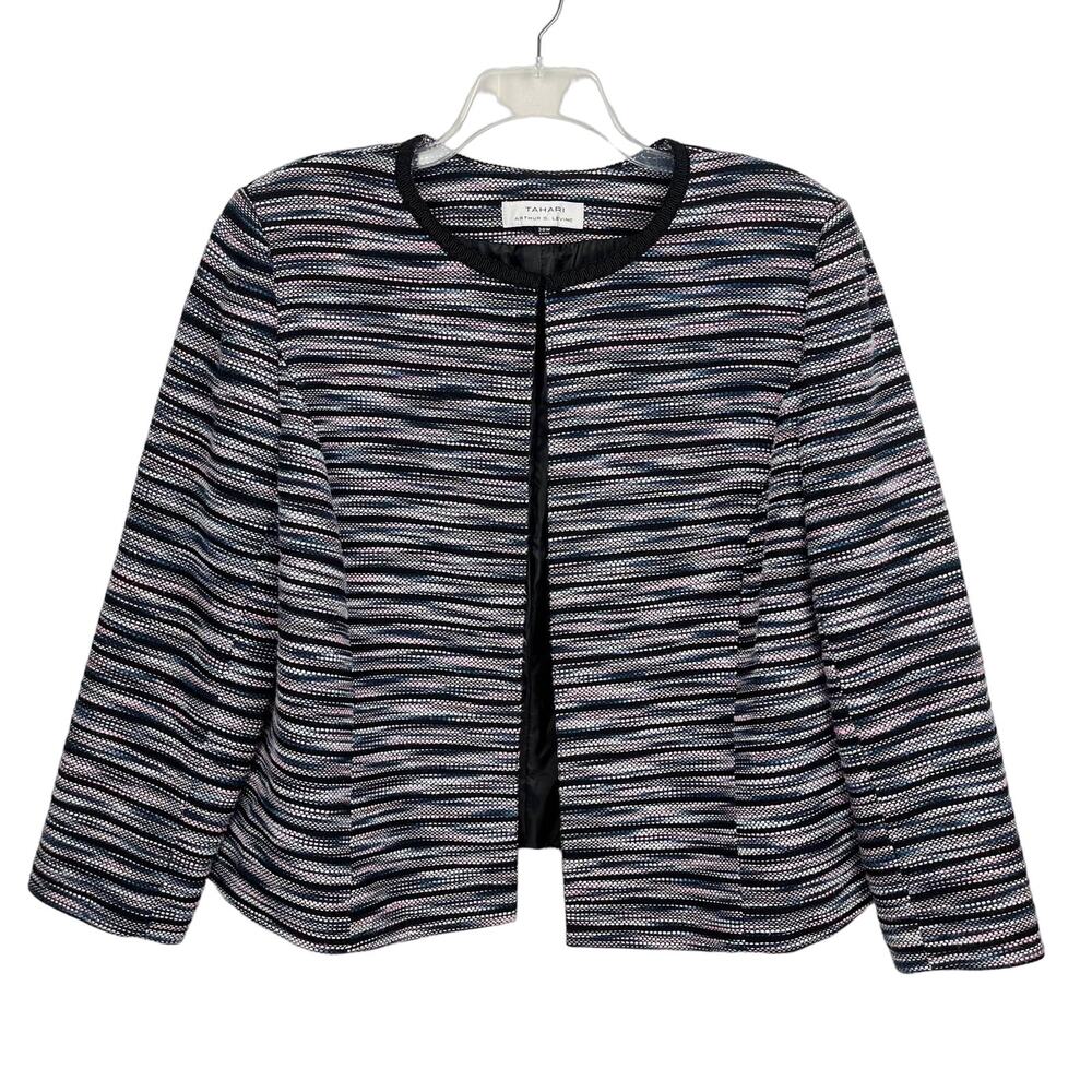 TAHARI ASL | Multi Colored Striped Jacquard Textured Blazer | Women's